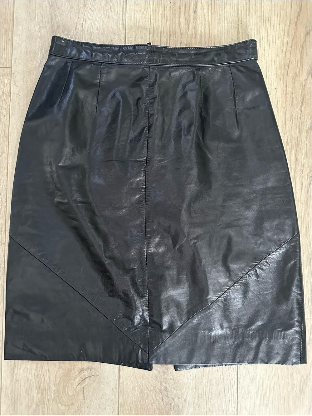 Black Leather Mini Skirt - Sleek A-Line Style